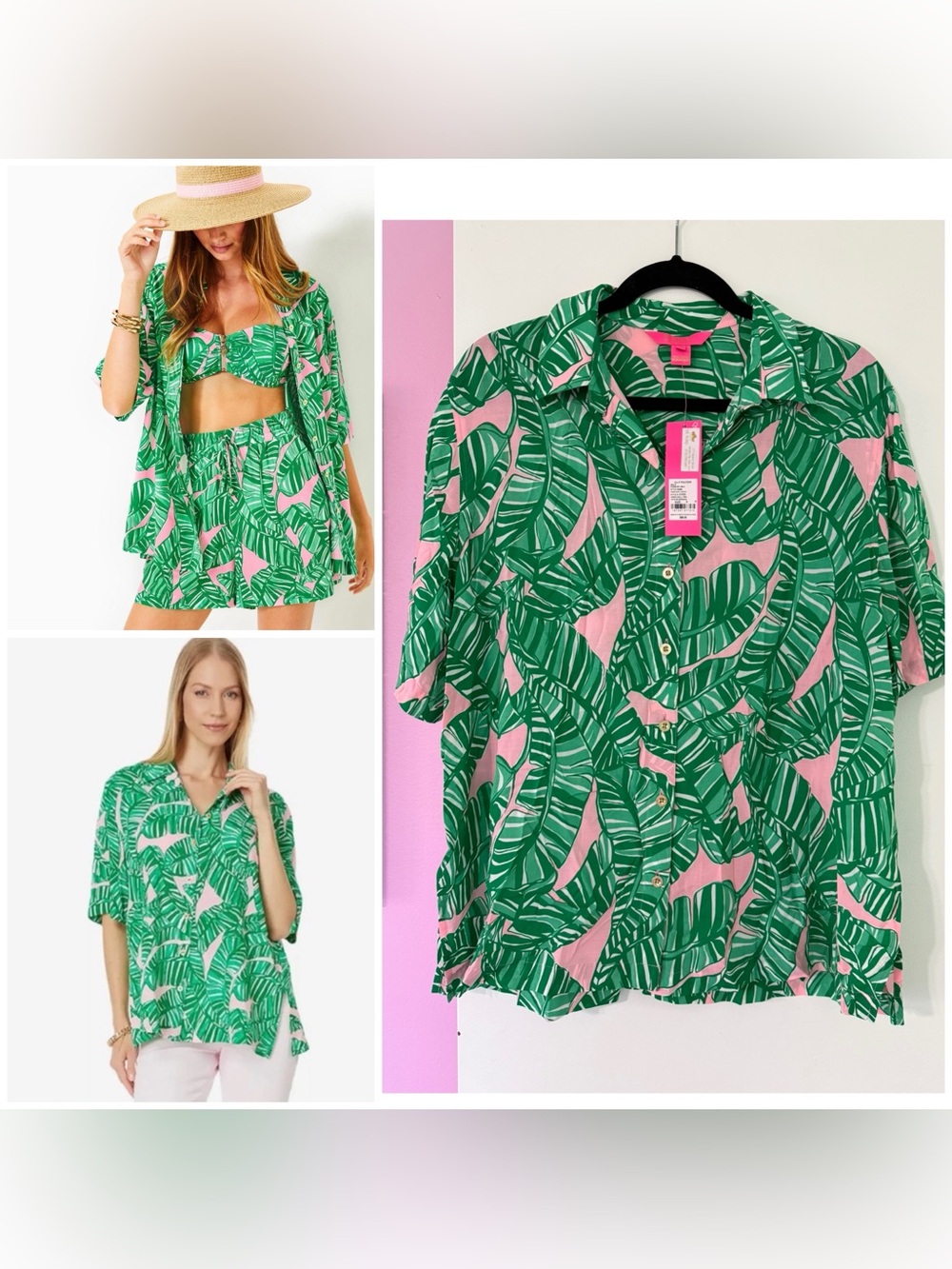 Lilly Pulitzer NWT Small Frankie coverup shirt conch shell pink Let’s Go Bananas